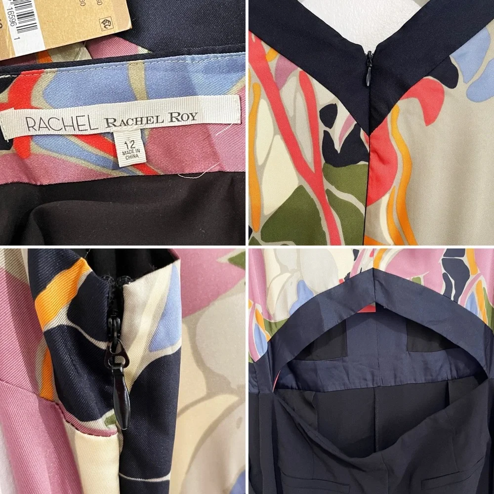 NWT RACHEL Rachel Roy Wide-Leg Cutout Jumpsuit Floral Multicolor Size 12 - Picture 5 of 7